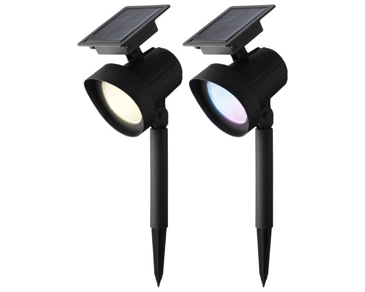 Decoris 2er Set Gartenstrahler Solar-Spotlight